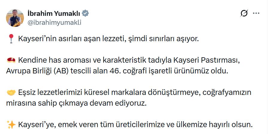 Kayseri pastırmasına AB'den coğrafi işaret tescili