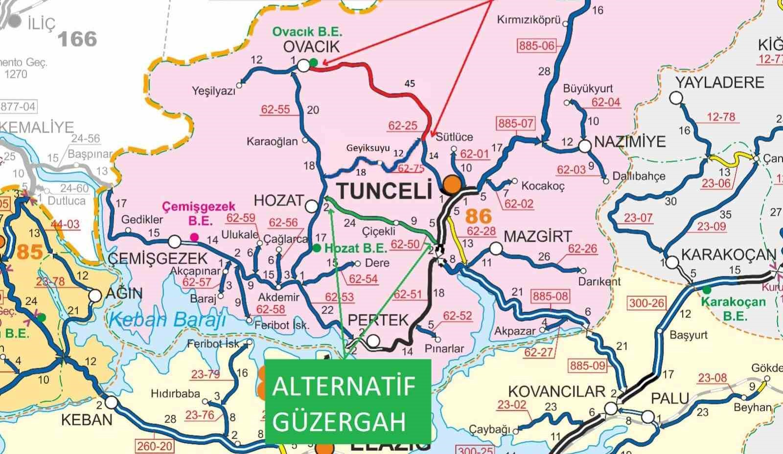 Tunceli-Ovacık yolu ulaşıma kapanacak

