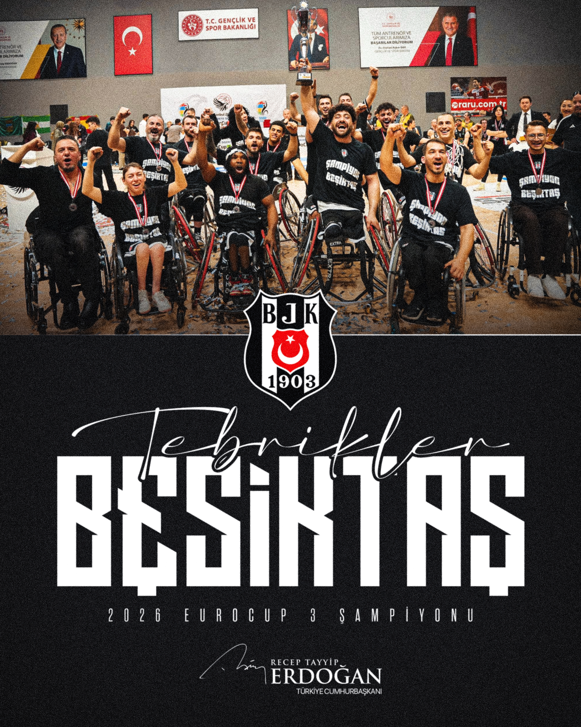 Cumhurbaşkanı Erdoğan’dan Beşiktaş'a tebrik mesajı