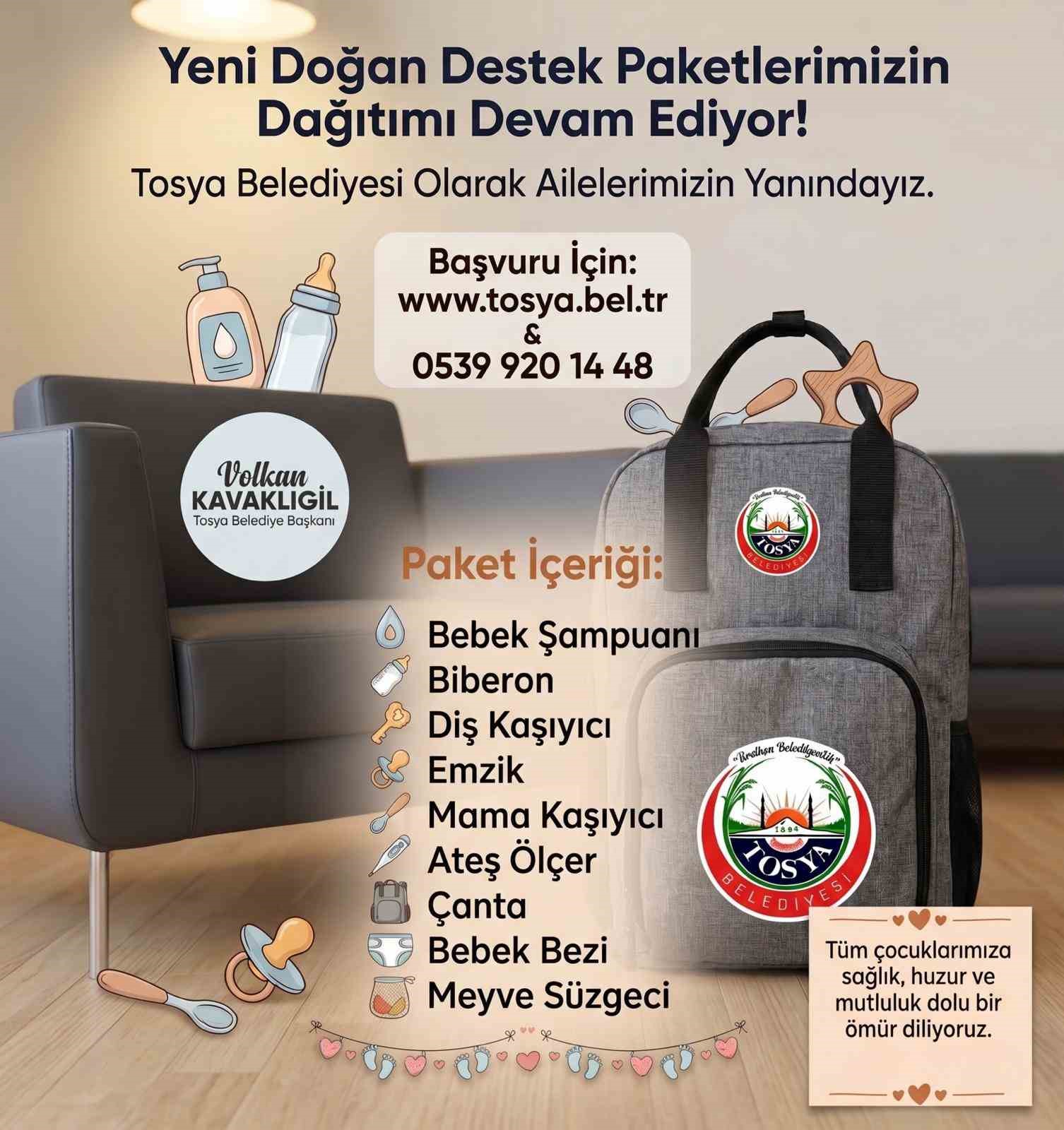 Tosya’da yeni doğan bebeklerin ailelerine destek