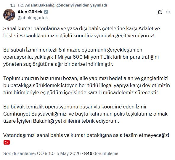 İzmir merkezli 8 ilde suç örgütü operasyonu