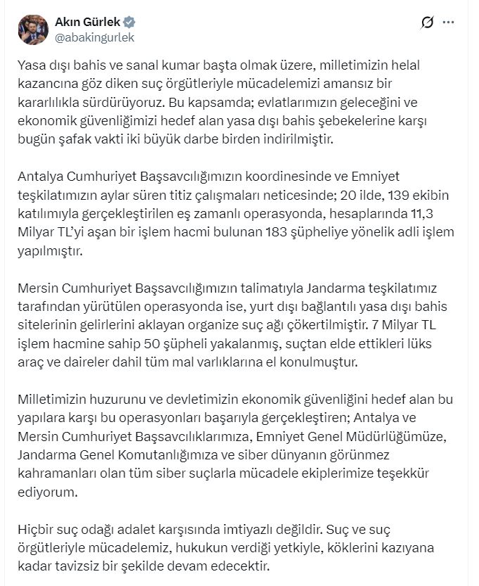 Antalya ve Mersin'de 'yasa dışı bahis' operasyonu: 233 gözaltı