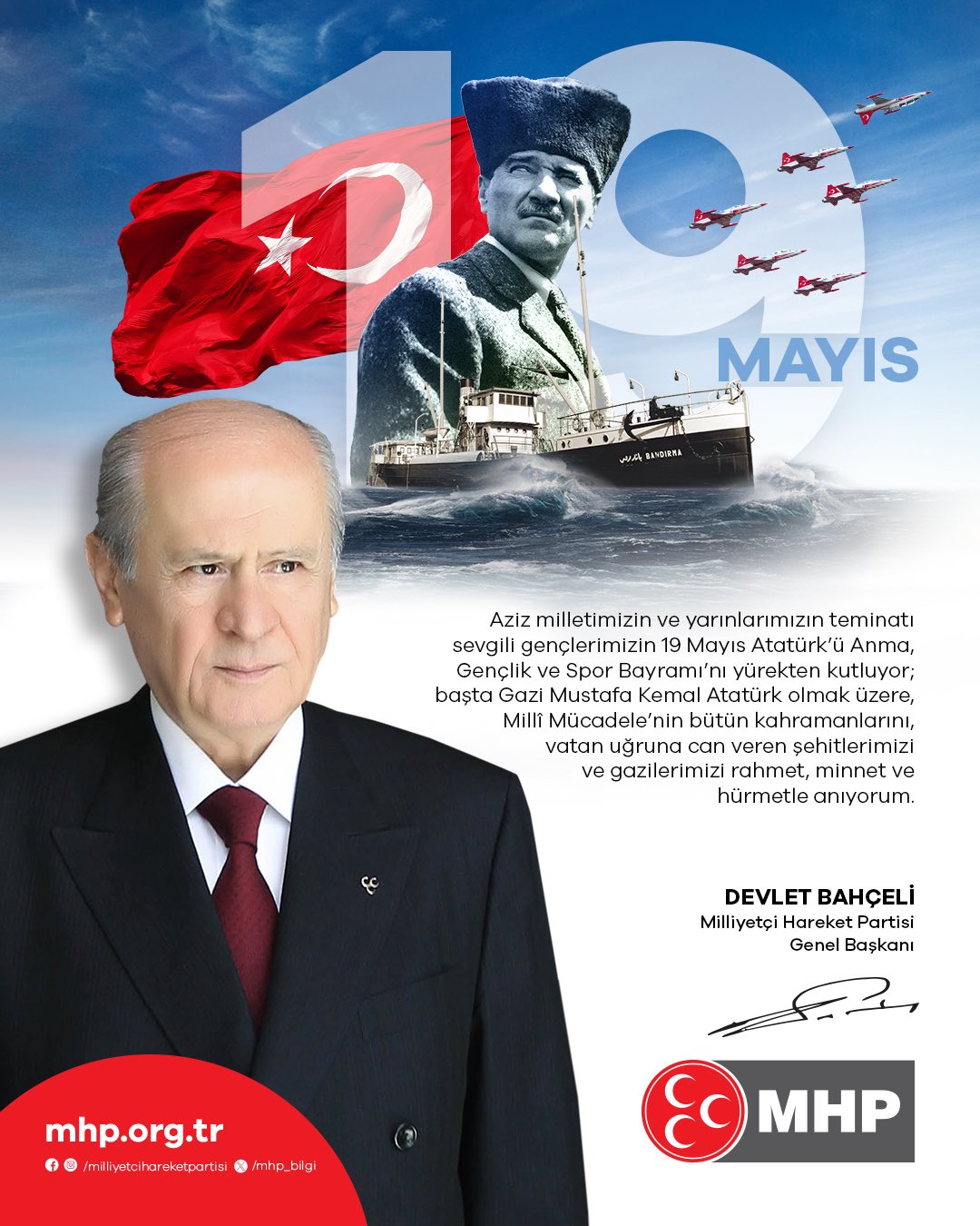 MHP Genel Başkanı Bahçeli'den 19 Mayıs mesajı