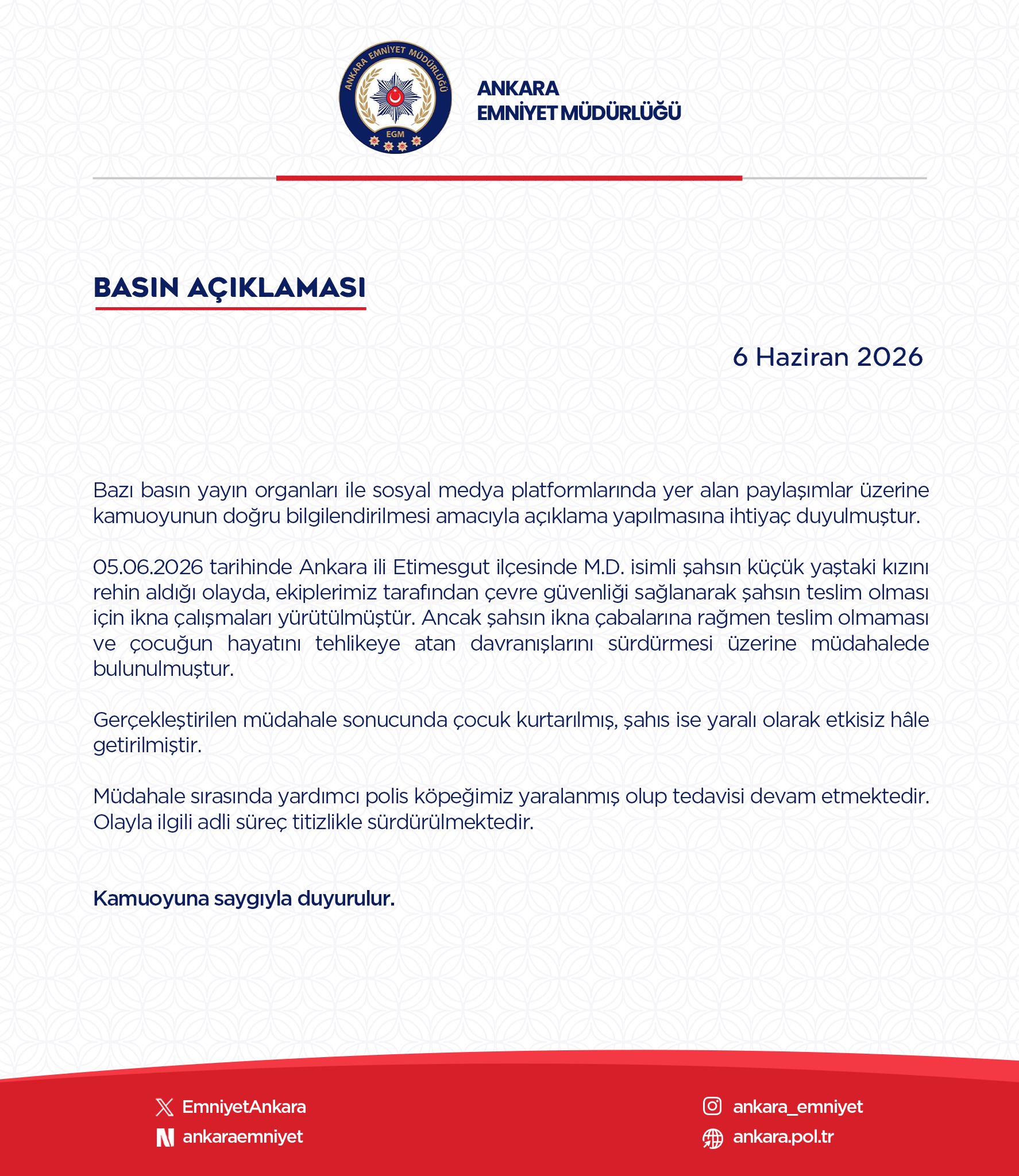 Ankara’da 3 yaşındaki kızını rehin alan baba etkisiz hale getirildi (2)